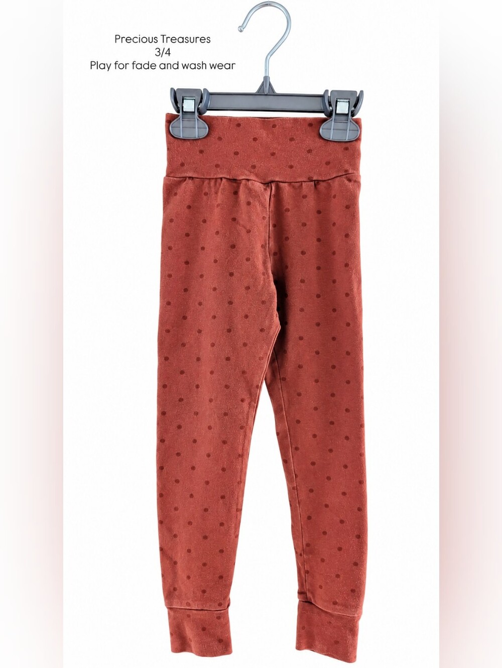Precious Treasures Girls Burnt Orange Polka Dot Leggings Handmade 3T 4T Pants